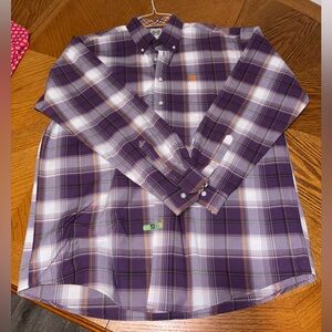 Cinch Men's Purple, Orange and White Plaid Button Down Shirt